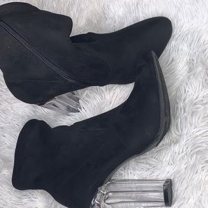 Black Clear Heel Booties